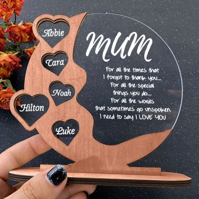 Personalised Heart Puzzle with Name Engravings Mum Wooden Sign Mother's Day Gift