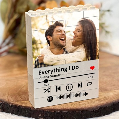 Custom Spotify Music Photo Building Block Puzzle Keepsake Gifts for Boyfriend Valentine's Day Gifts Anniversary Gift Ideas