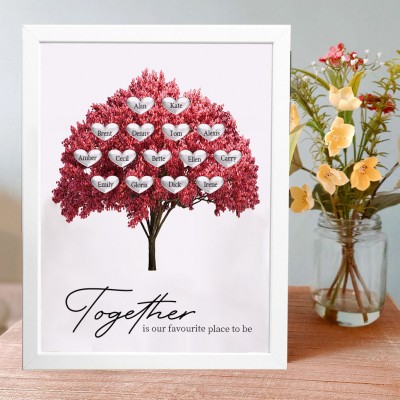 Together Is Our Favourite Place To Be Custom Family Tree Frame with Kids Names Christmas Gifts for Mum Grandma