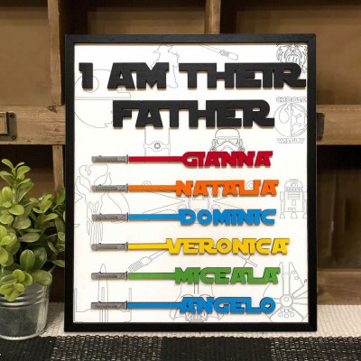 Personalised I Am Their Father Wooden Sign Board Engraved with Names Father's Day Gift Ideas