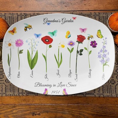 Mother's Day Gift Personalised Birth Month Flower Plate Gift for Grandma