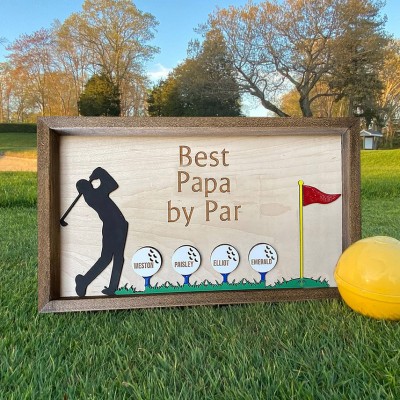 Personalised Best Grandpa By Par Wooden Golf Sign Home Decoration for Dad, Grandpa Father's Day Gifts