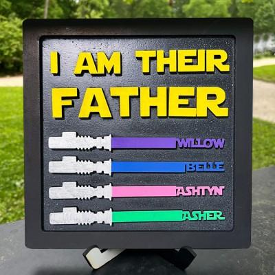 I Am Their Father Lightsaber Wooden Frame Funny Gift for Dad Grandpa Father's Day Gifts