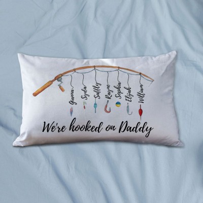 Personalised We Are Hooked on Daddy Pillow Father's Day Gift