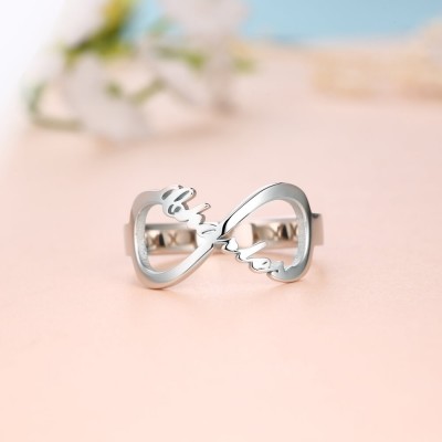 S925 Sterling Silver Personalised Carrie Style Infinity Name Ring