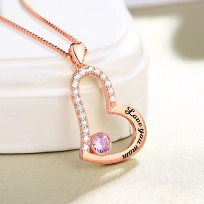 Love You Mum  Birthstone Necklace