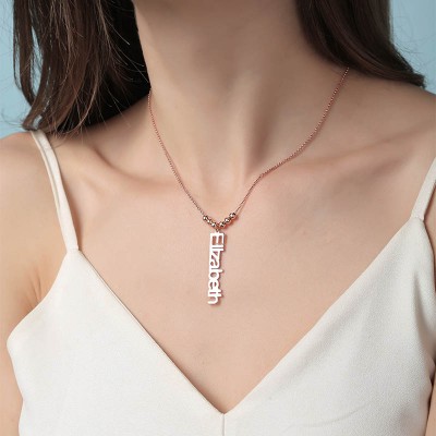 18K Rose Gold Plating Personalised Vertical Name Necklace With 1-4 Name Pendants