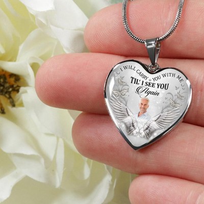 Personalised I Will Carry You with Me Memorial Necklace