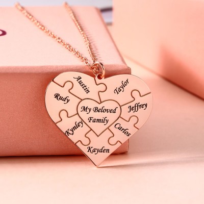 Personalised Heart Shape 1-8 Pieces Necklace Gift for Mom and Grandma