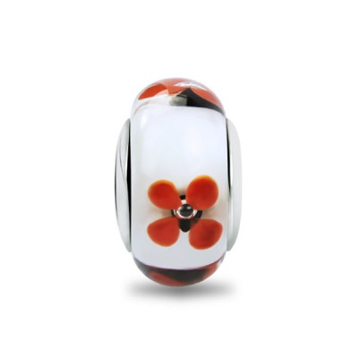 Red Flower Murano Glass Charm