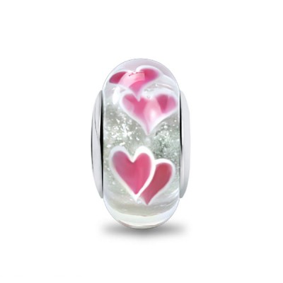 Pink Hearts Murano Charm