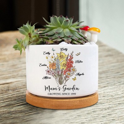 Personalised Grandma's Garden Mini Succulent Birth Month Bouquet Plant Pot Family Gift Ideas For Mum Grandma Mother's Day Gift