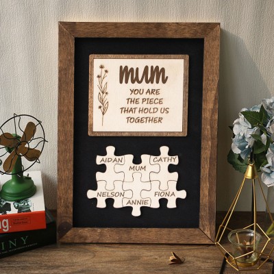 Personalised Family Puzzle Pieces Name Signs Family Gift For Mum Grandma Mother's Day Gift