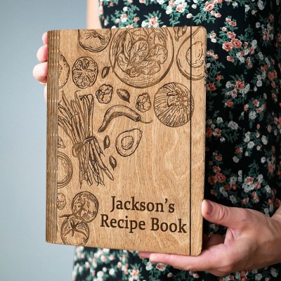 Personalised Grandma's Recipe Book Blank Binder Wooden Cookbook Gifts for Mum Grandma Wife Her