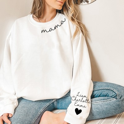 Personalised Mum Sweatshirt with Kids Name on Sleeve Unique Gift Ideas for Mother's Day Birthday Gifts for Mum