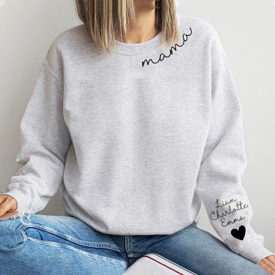 Personalised Mama Sweatshirt with Kids Names Sleeve Gifts for Mum Birthday Gifts for Her New Mum Gift 