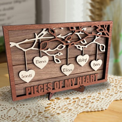 Personalised Family Tree Wood Frame Engraved with Kids Names Perfect Gift For Mum Grandma