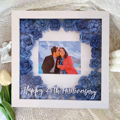 Personalised Photo Flower Shdow Box Valentine's Day Gift for Her Wedding Anniversary Gift