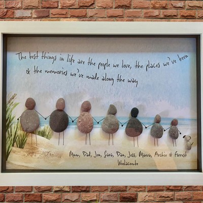 Personalised Family Seaside Beach Pebble Art Picture Frame Mothers Day Birthday Gift 