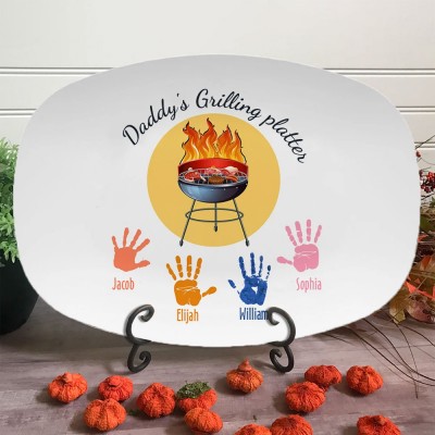 Personalised Handprint BBQ Daddy's Grilling Platter Father's Day Gift