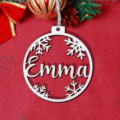 Personalised Wooden Name Snowflakes Christmas Tree Ornaments 