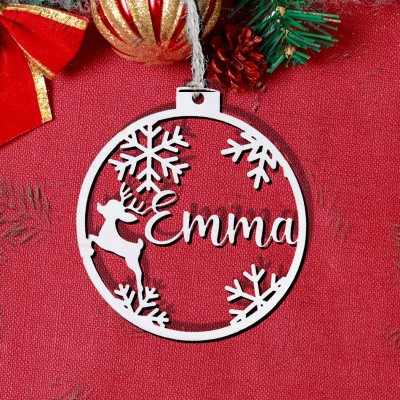 Personalised Wooden Name Snowflakes Christmas Tree Ornament