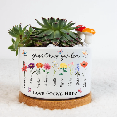 Personalised Grandma's Garden Mini Succulent Plant Pots Birth Flower Pot Gifts For Mum Grandma