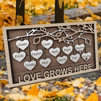 Personalised Family Tree Wood Sign Name Engravings Home Wall Decor Anniversary Christmas Birthday Gifts