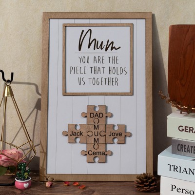 Personalised Wood Puzzles Name Frame Sign Gift Ideas for Mum Grandma You are the Piece that Holds us Together