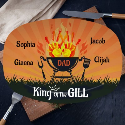 Personalised Handprint BBQ Grilling Platter with Kids Names Father's Day Gift