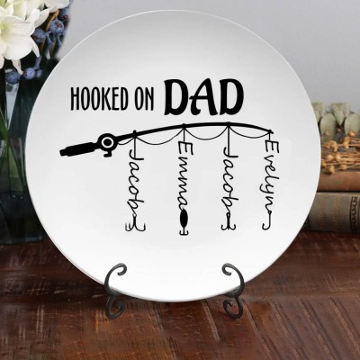 Personalised Hooked on Dad Platter Father's Day Gift For Fishing Dad