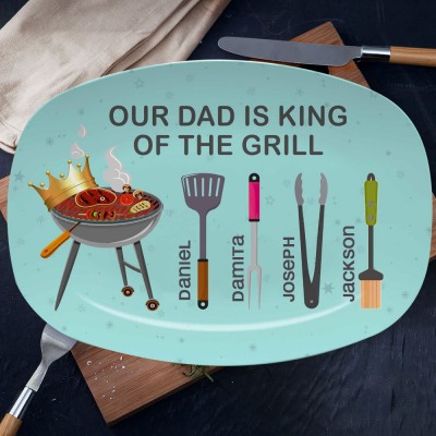 Personalised Our Dad Is King of The Grill Plate Father's Day Gift Ideas