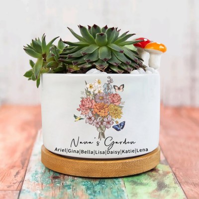 Custom Outdoor Mini Birth Flower Bouquet Garden Pot Gift Ideas For Mum Grandma Mother's Day Gift
