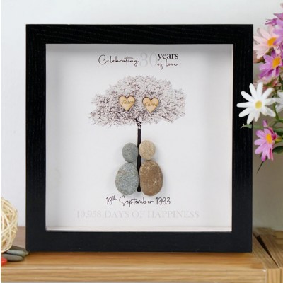 Personalised 30th Wedding Anniversary Pebble Art Frame Anniversary Gift Ideas for Wife Christmas Gifts