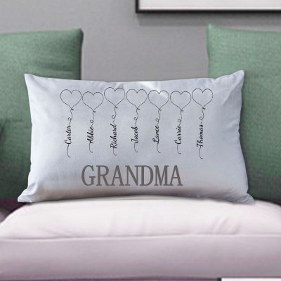 Personalised Engraving 1-20 Kids Names Family Pillow Mother's Day Gift