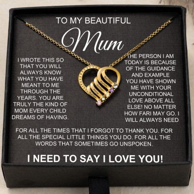  Personalised To My Beautiful Mum Birthstone Necklace Engraved with Names New Mum Gifts for Mum