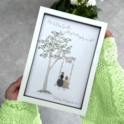 Personalised Wedding Swing Pebble Art Picture Frame Wedding Gift