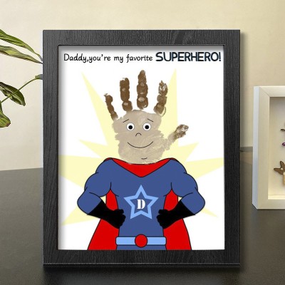Personalised DIY Superhero Dad Handprint Art Framed Father's Day Gift