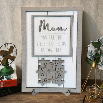 Custom Handmade Wooden Names Puzzle Sign Personalised Family Gifts For Mum Grandma Mother's Day Gift