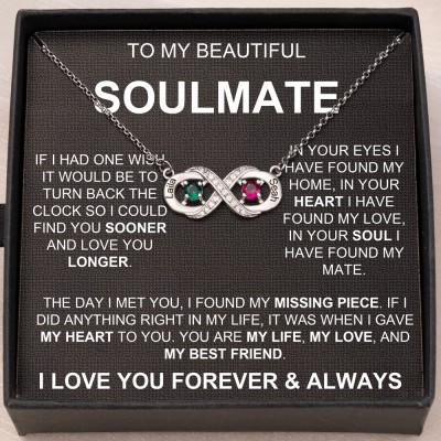 To My Soulmate Personalised Couples Infinity Name Necklace with Birthstone Designs Love Gift Ideas for Girlfriend Wife Soulmate Anniversary GIfts