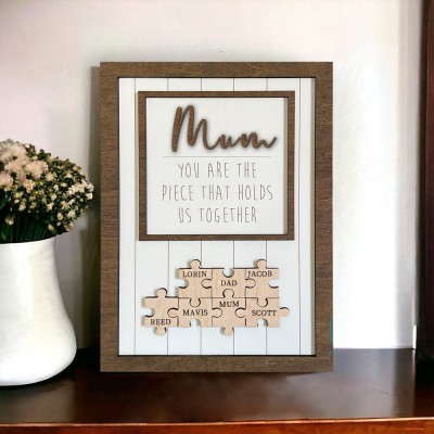 Personalised Handmade Wooden Names Puzzle Sign Gift Ideas For Mum Grandma Mother's Day Gift