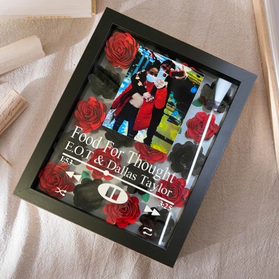 Personalised Couples Song Cover Flower Shadow Box Music Wall Display with QR Code Valentine's Day Anniversary Gift for Her