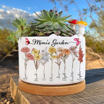Custom Nana's Garden Mini Succulent Plant Birth Flower Pot Family Gift for Mum Grandma Mother's Day Gifts