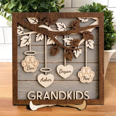 Custom Wooden Engraved Names Family Tree Sign Keepsake Gift For Mum Grandma Mother's Day Gift