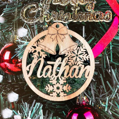 Personalised Wooden Name Snowflakes Christmas Tree Ornament