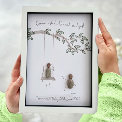 Personalised Engagement Swing Pebble Art Picture Frame