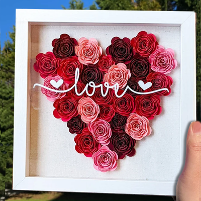 Love Gift Personalised Paper Flower Rose Shadow Box Christmas Birthday Gift for Her