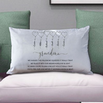 Personalised Engraving 1-20 Kids Names Family Pillow Mother's Day Gift