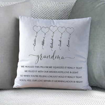 Personalised Engraving 1-20 Kids Names Family Pillow Mother's Day Gift