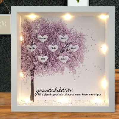 Personalised Light Up Family Tree Shadow Box Gifts for Her Mother's Day Birthday Gift for Grandma Mum Anniversary Gift for Wife Family Gift 